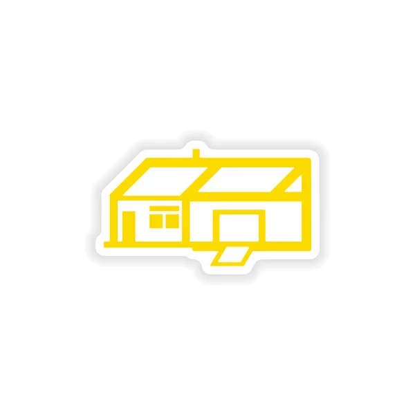 Pictogram sticker realistische ontwerp op papier huis — Stockvector