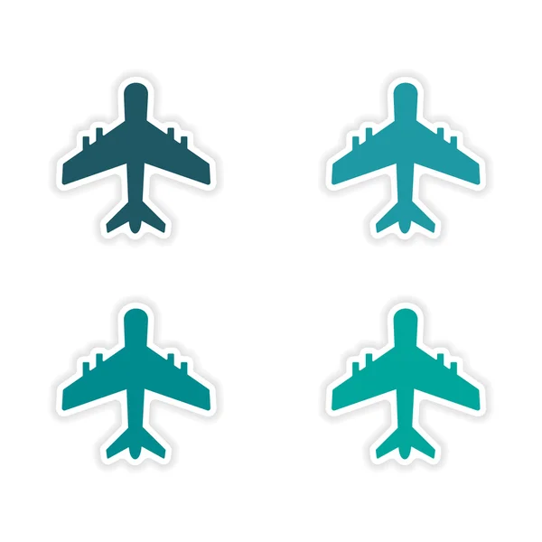 Návrh sestavy realistické nálepka na papír letadla — Stockový vektor