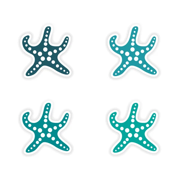 Montagem design adesivo realista em papel starfish —  Vetores de Stock