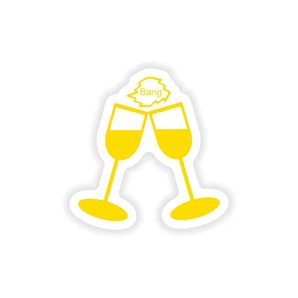 Adesivo icona design realistico su carta da vino — Vettoriale Stock