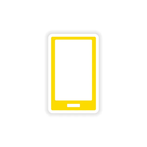 Icône autocollant design réaliste sur papier téléphone portable — Image vectorielle