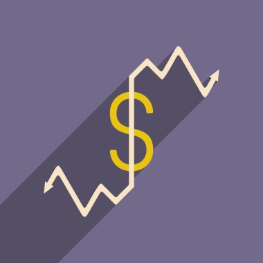 Düz gölge simgesi ve mobil applacation Doları simgesi ile