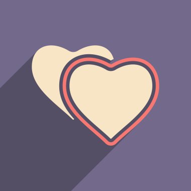 Düz gölge simgesi ve mobil applacation kalpleri ile