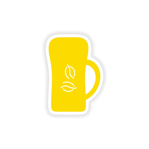 Ikon klistermärke realistisk design på papper cofee cup — Stock vektor