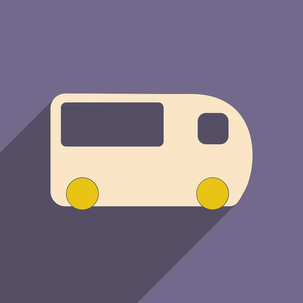 Piso con icono de sombra y bus de applacación móvil — Vector de stock