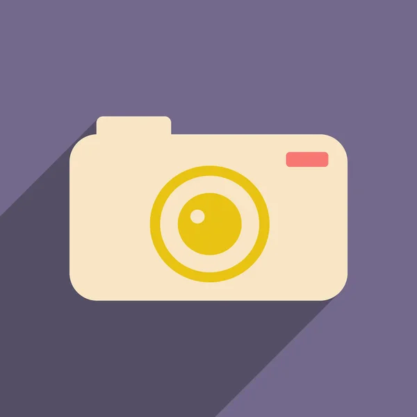 Lapos, árnyék ikon és a kamera mobil applacation — Stock Vector