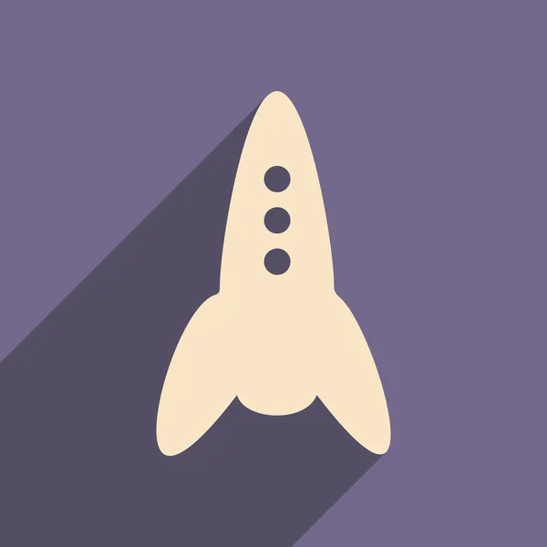 フラット影のアイコンとモバイル applacation ロケット — ストックベクタ