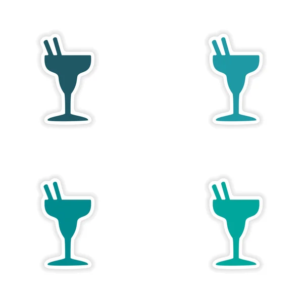 Assembly realistic sticker design on paper cocktails — Stock Vector