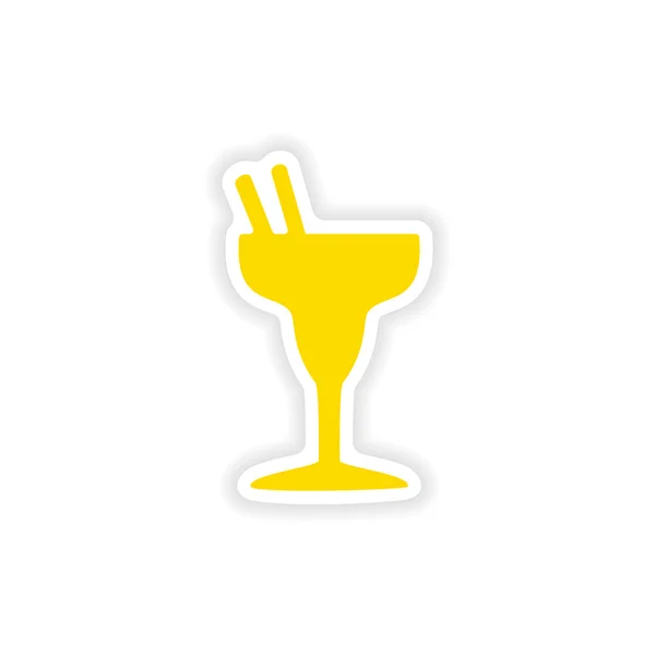 Symbol-Aufkleber realistisches Design auf Papier-Cocktail — Stockvektor