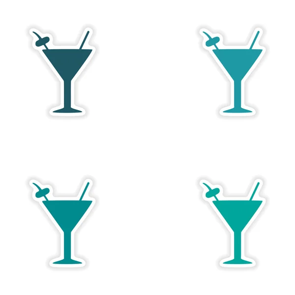 Assembly realistic sticker design on paper cocktails — Stock Vector