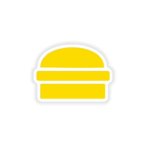Icono pegatina diseño realista en hamburguesa de papel — Archivo Imágenes Vectoriales