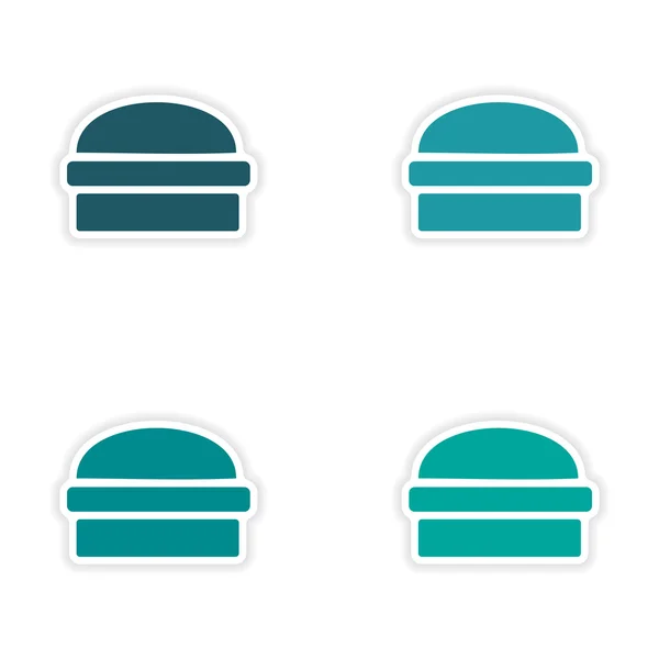 Assembly realistic sticker design on paper hamburger — Stock Vector