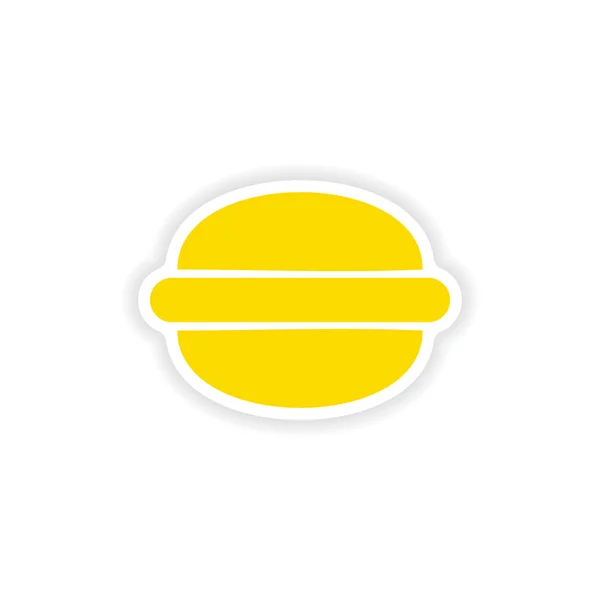 Adesivo icona design realistico su hamburger di carta — Vettoriale Stock