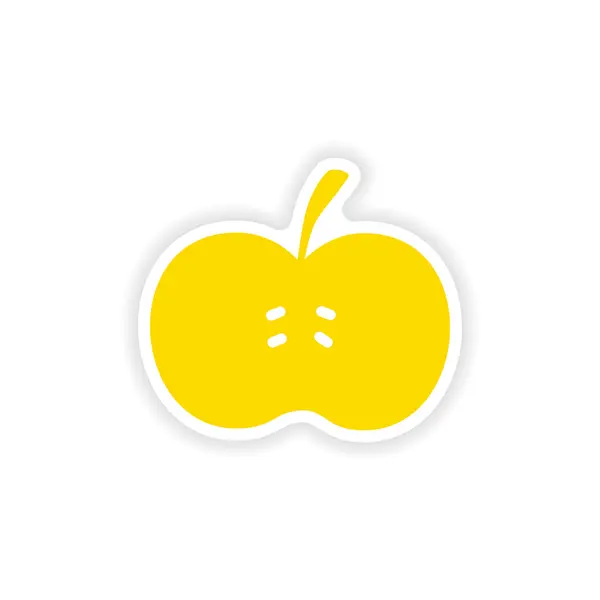 Icono pegatina diseño realista en papel manzana — Vector de stock