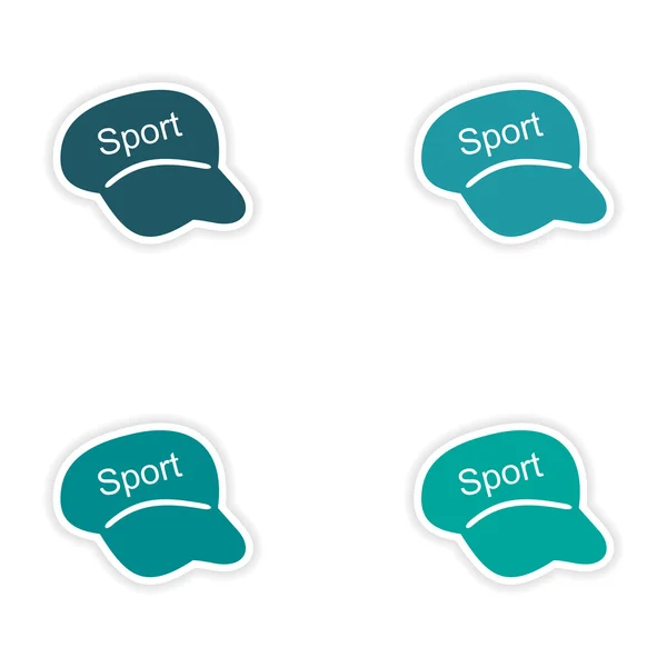 Vergadering realistische sticker ontwerp op papier caps sport — Stockvector