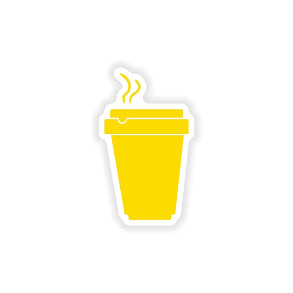 Pictogram sticker realistische ontwerp op papier cofee cup — Stockvector