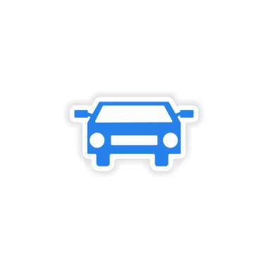 Kağıt araba simgesi etiket gerçekçi tasarım