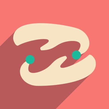 Düz gölge simgesi ve mobil uygulama eski ayakkabı ile 