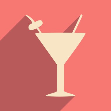 Düz gölge simgesi ve mobil applacation martini cam ile