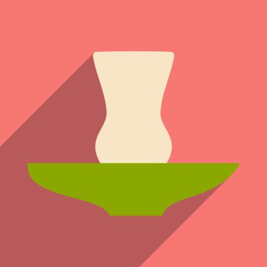 Düz gölge simgesi ve mobil uygulama cam Doğu ile