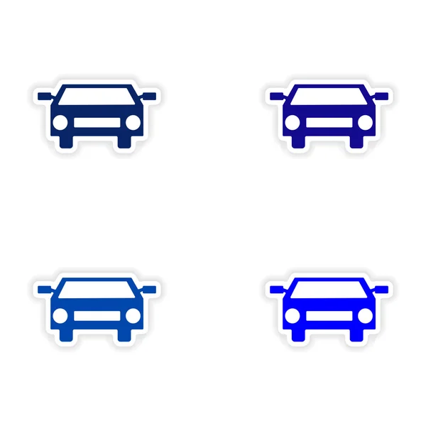 Kokoonpano realistinen tarra suunnittelu paperilla autoja urheilu — vektorikuva