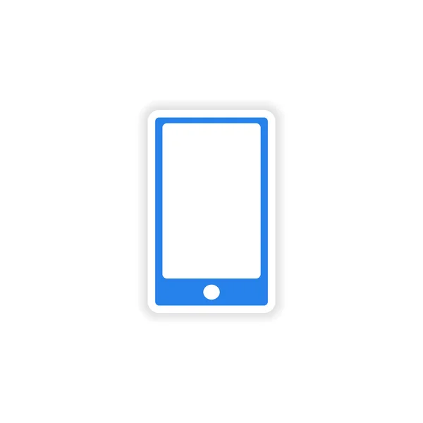 Icône autocollant design réaliste sur papier téléphone tactile — Image vectorielle