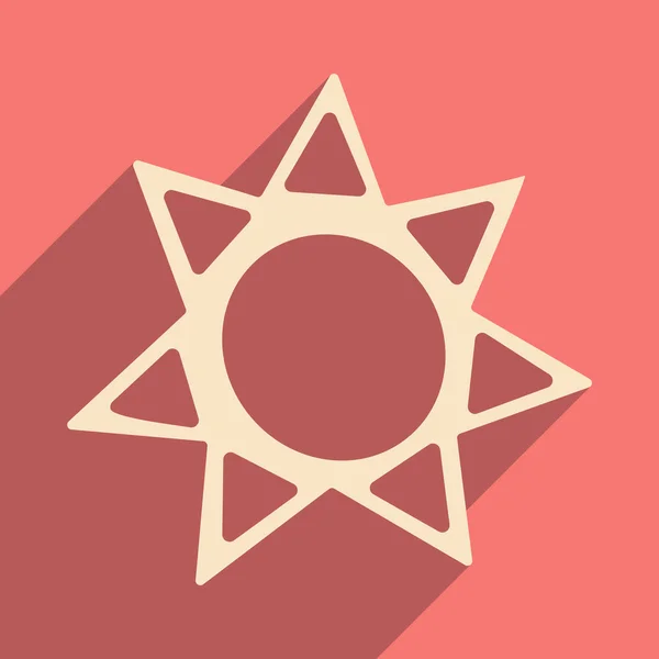 Piso con icono de sombra y aplicación móvil signo de sol — Vector de stock