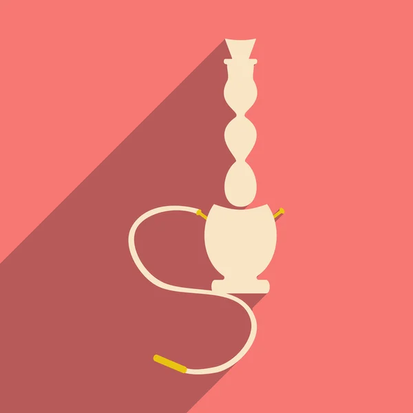 Appartement met schaduw pictogram en mobiele toepassing waterpijp shisha — Stockvector