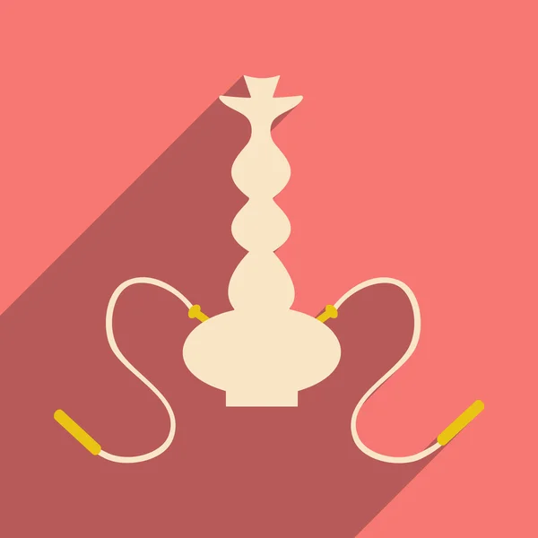 Piso con icono de sombra y aplicación móvil hookah shisha — Vector de stock