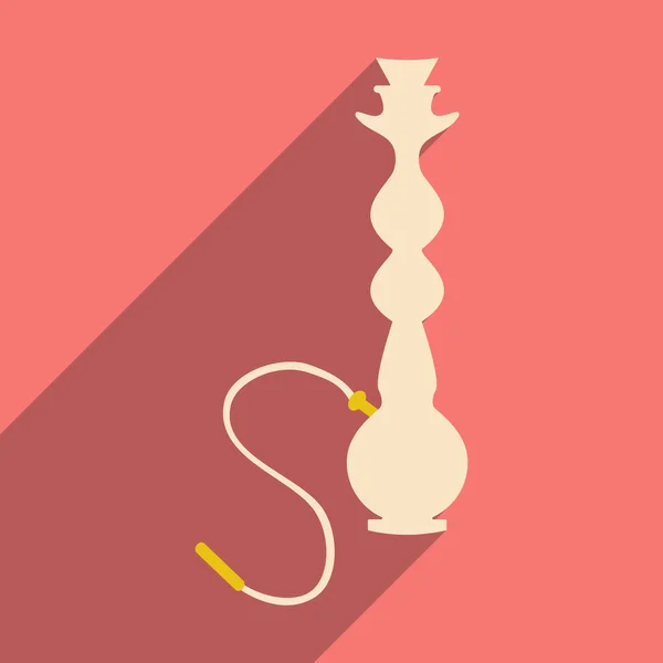 Piso con icono de sombra y aplicación móvil hookah shisha — Vector de stock