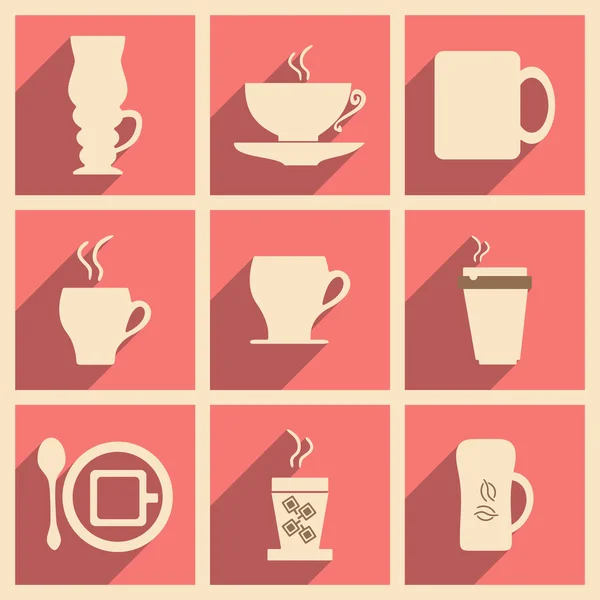 フラット影概念とモバイル アプリケーションのコーヒー ブレーク — ストックベクタ