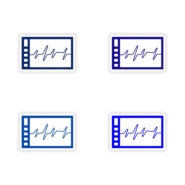 Assembly realistic sticker design on paper cardiogram — Stock Vector