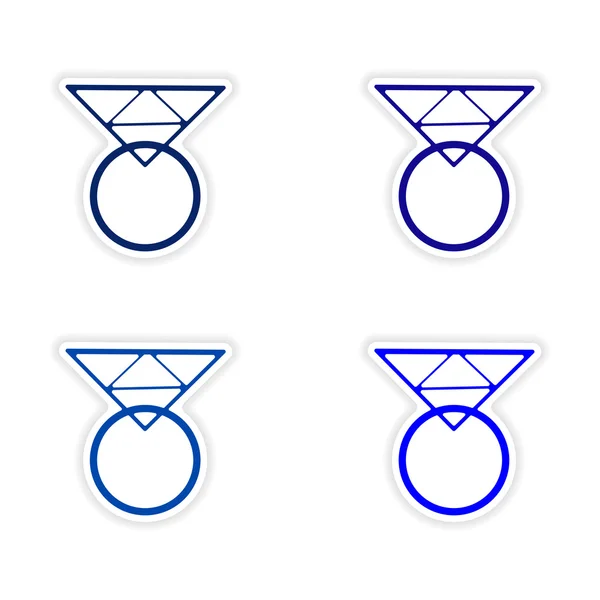 Assemblage design autocollant réaliste sur anneaux en papier — Image vectorielle