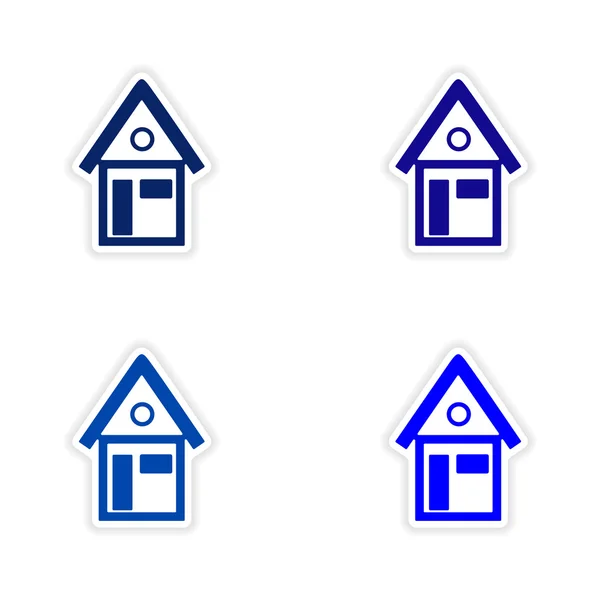Församlingen realistiska klistermärke design papper-hus — Stock vektor