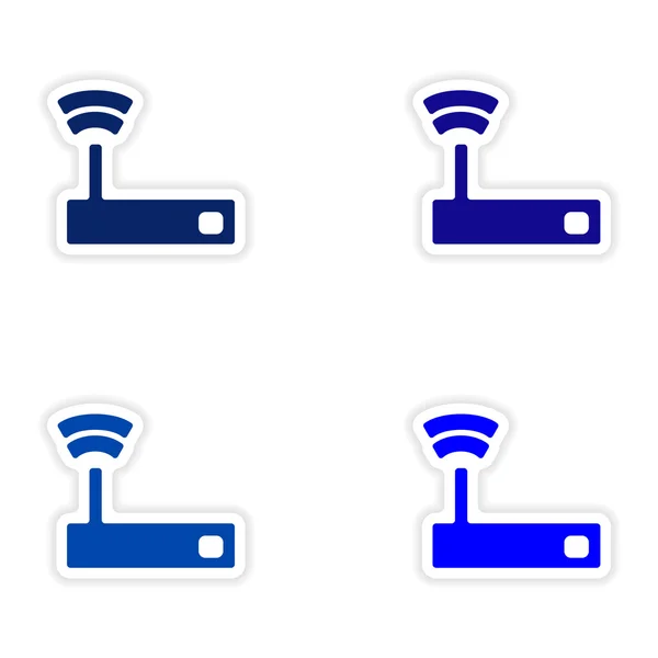 Монтаж реалистичной наклейки на бумаге Wi-Fi — стоковый вектор