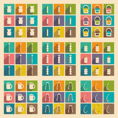 Düz gölge kavramı ve mobil uygulama nargile simgeleri ile