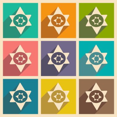 Düz gölge kavramı ve mobil uygulama sihirli sembolleri ile