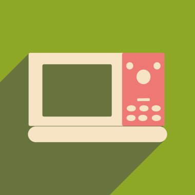 Düz gölge simgesi ve mobil applacation mikrodalga ile