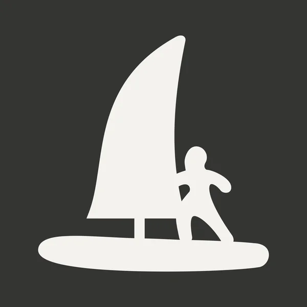 Düz siyah ve beyaz mobil uygulama Rüzgar Sörfü içinde — Stok Vektör