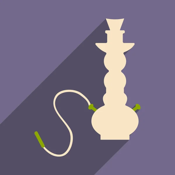 Lapos, árnyék ikon és a mobil alkalmazás vízipipa shisha — Stock Vector