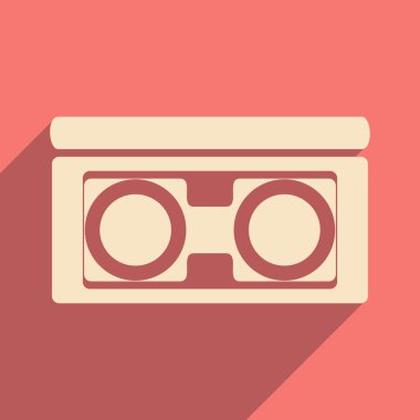 Düz gölge simgesi ve mobil uygulama video kaset ile