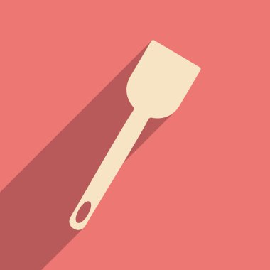 Düz gölge simgesi ve mobil uygulama mutfak spatula ile