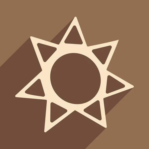 Квартира с теневым значком и мобильным приложением Sun sign — стоковый вектор