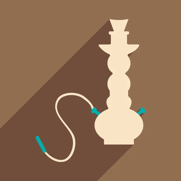 Plano com ícone de sombra e aplicação móvel hookah shisha — Vetor de Stock