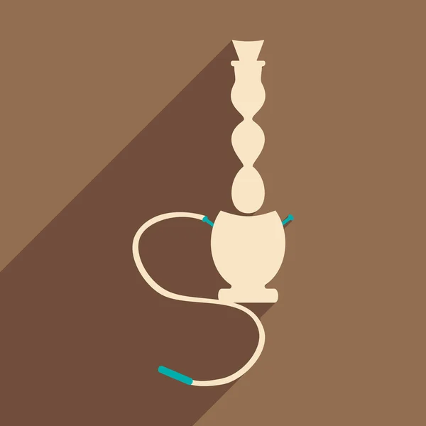 Piso con icono de sombra y aplicación móvil hookah shisha — Vector de stock