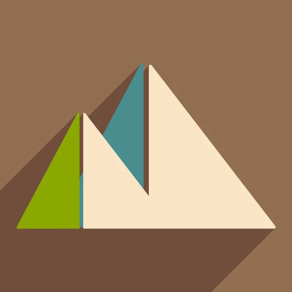 Lakás árnyék ikon és a mobil alkalmazás piramisok Egyiptom — Stock Vector