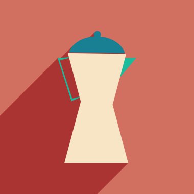 düz gölge simgesi ve mobil uygulama kahve makinesi ile