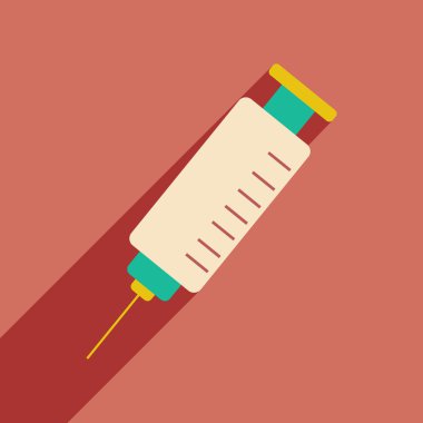 düz gölge simgesi ve mobil uygulama şırınga ile