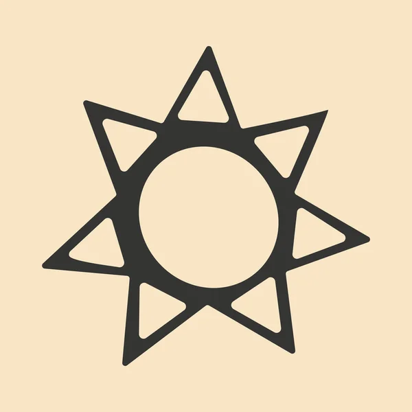 Plano en blanco y negro aplicación móvil signo de sol — Vector de stock