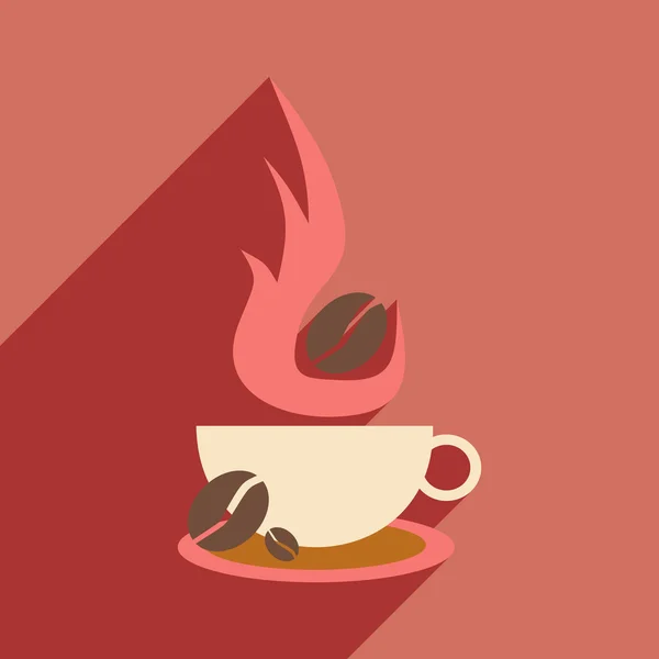 Düz gölge simgesi ve mobil uygulama kahve aroması ile — Stok Vektör